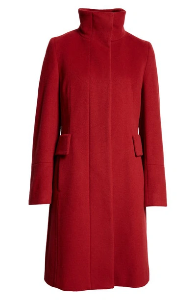 Akris Punto Stand Collar Wool Blend Coat In 064 Dark Red