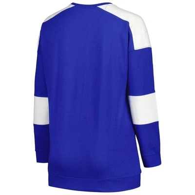 Profile Women's  Royal Distressed Florida Gators Plus Size Striped Pullover Sweatshirt In Royal