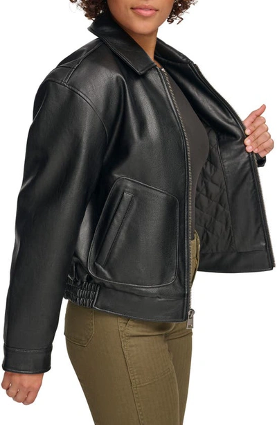 Shop Levi's Faux Leather Bomber Jacket In Black