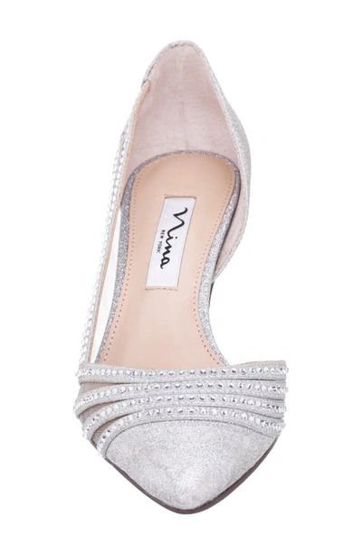 Nina Noreen Womens Pointed Toe Kitten Heel Kitten Heels In Silver