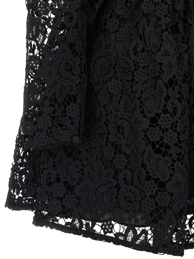 Shop Self-portrait Black Lace Tie-neck Mini Dresses Black