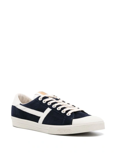 Shop Tom Ford Jarvis Suede Sneakers In Blue