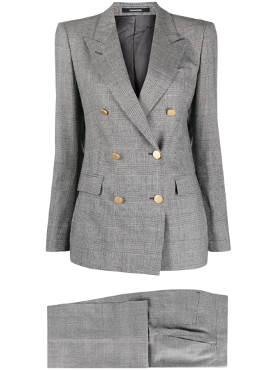 Shop Tagliatore Grey Virgin Wool Blend Checked Suit In Grigio