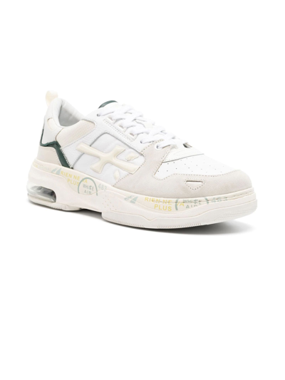 Shop Premiata Drake White Leather Sneakers In Bianco
