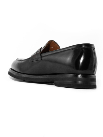 Shop Green George Black Brushed Leather Loafer In Nero