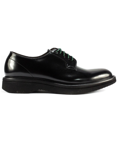 Shop Green George Black Brushed Leather Derby Shoes In Nero