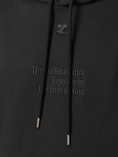 Courrèges Black Cotton Hoodie In Nero