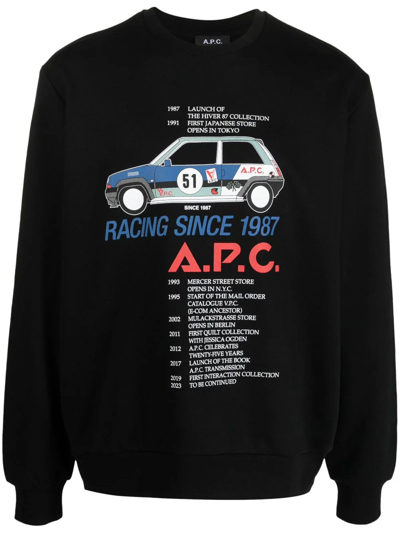 Shop Apc Black Cotton Sweatshirt In Nero