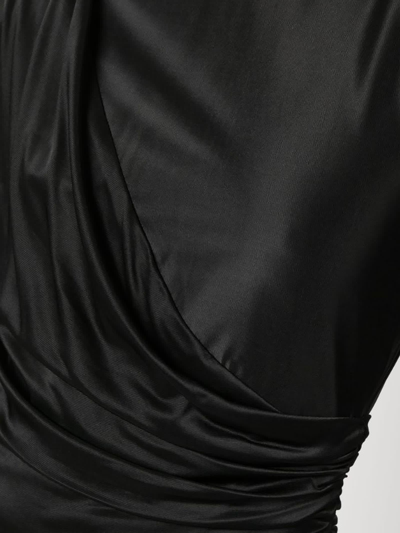Shop Alexandre Vauthier Asymmetric Draped Stretch-satin Mini Dress In Nero
