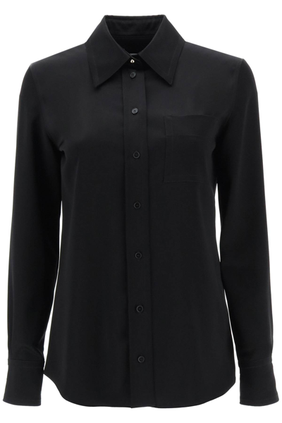 Shop Lanvin Satin Pocket Shirt In Black (black)