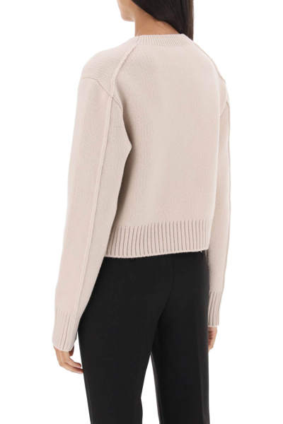 Shop Lanvin Cropped Wool And Cashmere Sweater In Paper (beige)