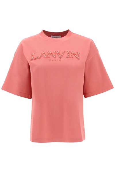 Shop Lanvin Curb Logo Oversized T-shirt In Litchi (pink)