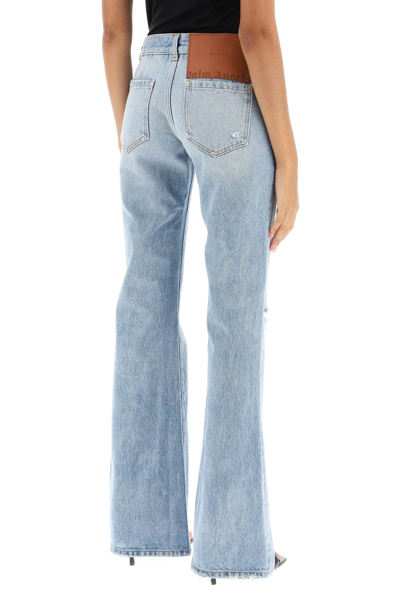 Shop Palm Angels Low-rise Waist Bootcut Jeans In Light Blue Brown (light Blue)