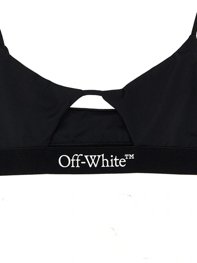 Shop Off-white Logo Band Beachwear White/black