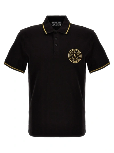 Shop Versace Jeans Couture Logo Embroidery  Shirt Polo Black