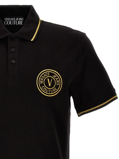 Shop Versace Jeans Couture Logo Embroidery  Shirt Polo Black