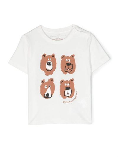 Shop Stella Mccartney Grizzly Bears T-shirt In White In Bianco