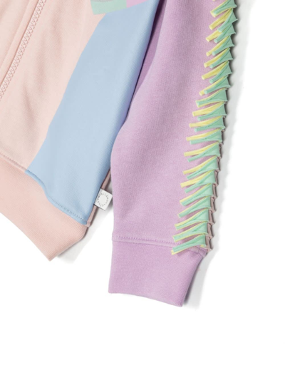 Shop Stella Mccartney Pink Zip-up Hoodie With Rainbow Unicorn In Rosa