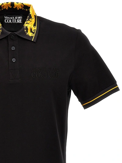 Shop Versace Jeans Couture Barocco Polo In Black