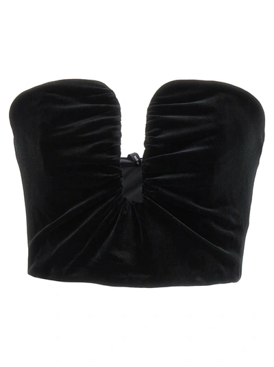 Self-portrait Self Portrait Ladies Black Velvet-finish Strapless Top In Black