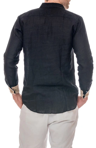 Shop Ranee's Ranees Linen Button-up Shirt In Black