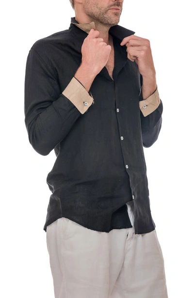 Ranee's Linen Button-up Shirt In Black