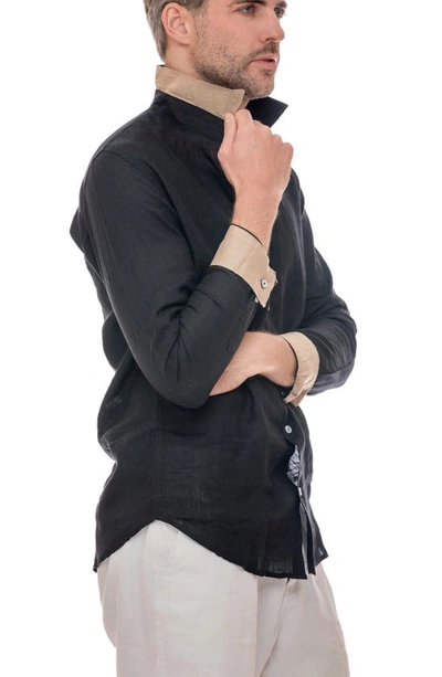 Ranee's Linen Button-up Shirt In Black