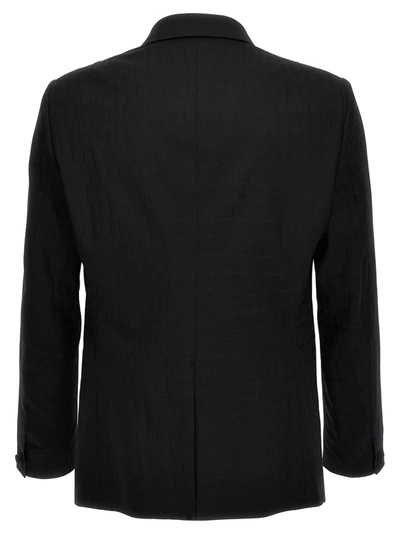 Shop Versace Crocodile Jacquard Blazer Jackets In Black