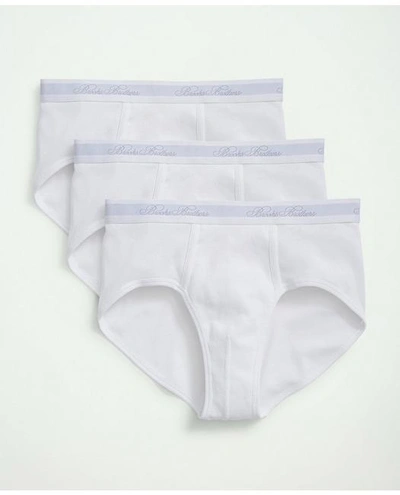 Shop Brooks Brothers Supima Cotton Low-rise Briefs-3 Pack | White | Size Medium