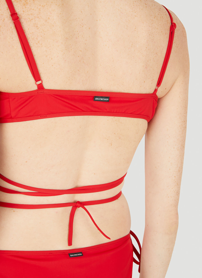 Shop Balenciaga Women Wrap Bikini Set In Red