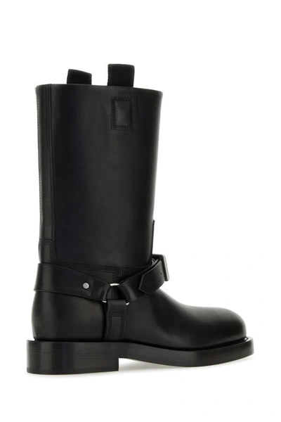Shop Burberry Man Black Leather Ankle Boots