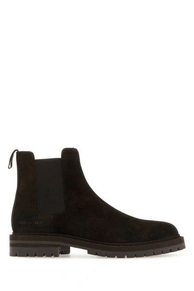Shop Common Projects Man Dark Brown Suede Ankle Boots