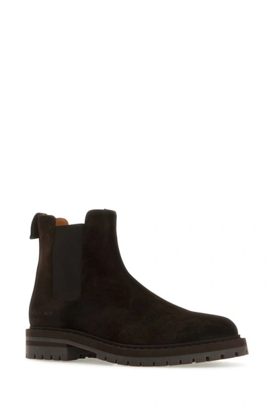 Shop Common Projects Man Dark Brown Suede Ankle Boots
