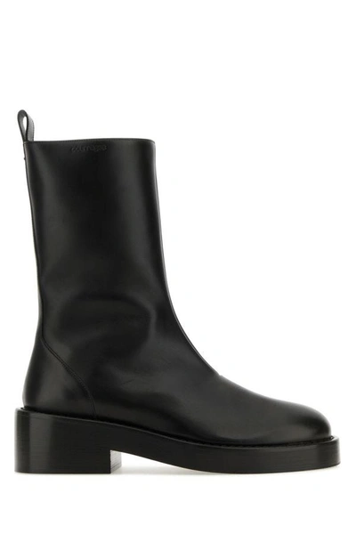 Shop Courrèges Courreges Woman Black Leather Ankle Boots
