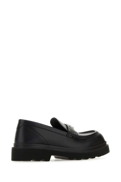 Shop Dolce & Gabbana Woman Black Leather Loafers
