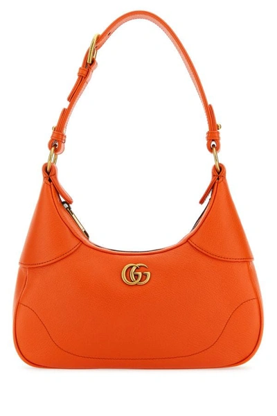 Shop Gucci Woman Orange Leather Small Aphrodite Handbag