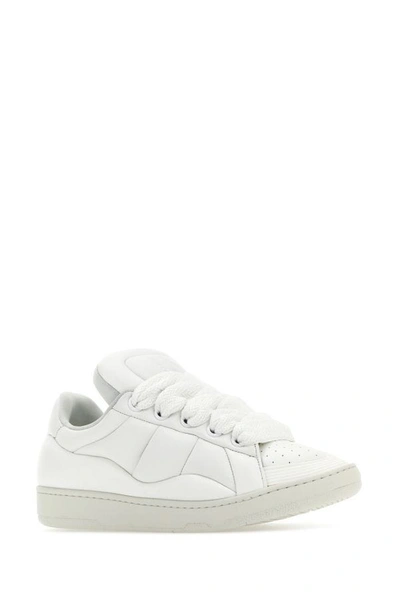 Shop Lanvin Man White Nappa Leather Curb Xl Sneakers