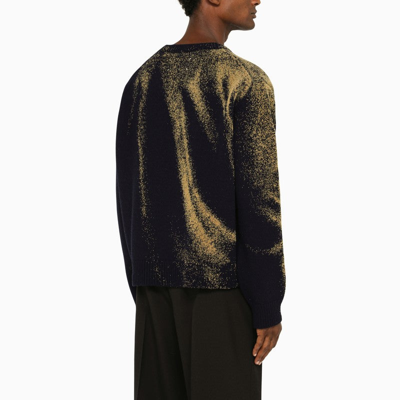 Shop Maison Margiela Navy Wool Pullover With Gold Details Men In Blue