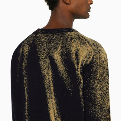 Shop Maison Margiela Navy Wool Pullover With Gold Details Men In Blue