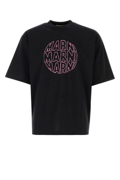 Shop Marni Man Black Cotton T-shirt
