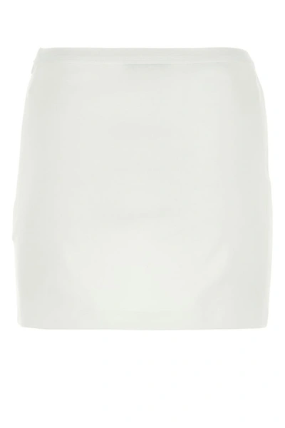 Shop Prada Woman White Cotton Mini Skirt