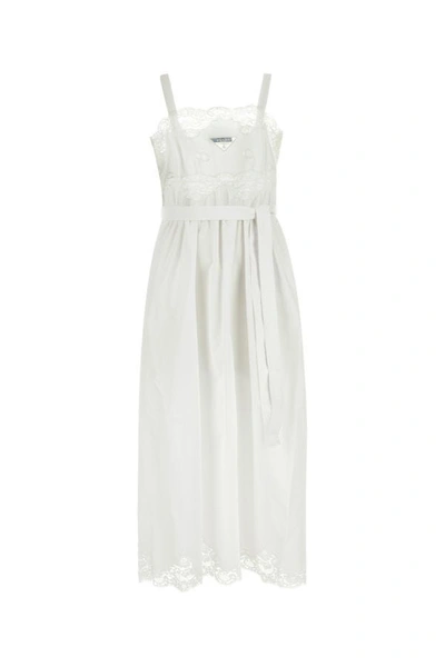 Shop Prada Woman White Poplin Dress