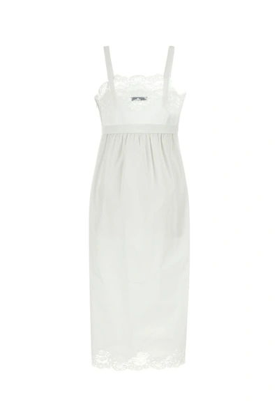 Shop Prada Woman White Poplin Dress