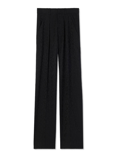 Shop St John Leopard Print Wool Jacquard Pant In Black