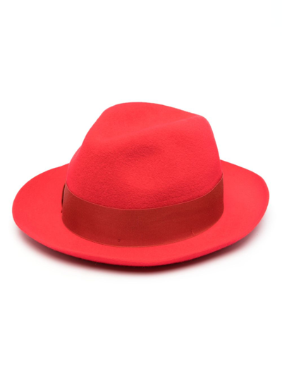 Shop Borsalino Monica Velour Felt Fedora Hat In Red