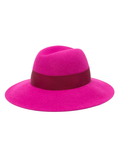 Shop Borsalino Claudette Shaved Felt Fedora Hat In Violet
