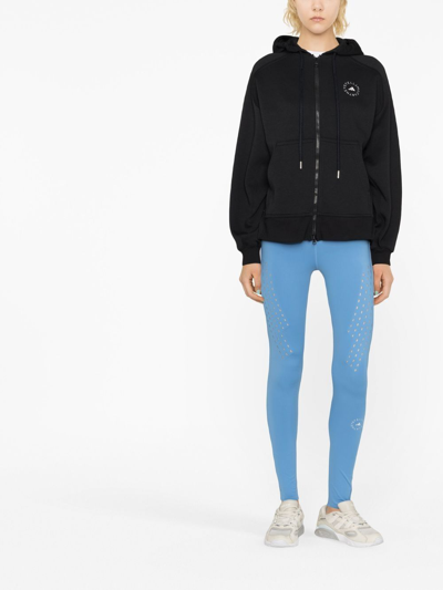 Shop Adidas By Stella Mccartney Logo Organic Cotton Blend Hoodie In Black