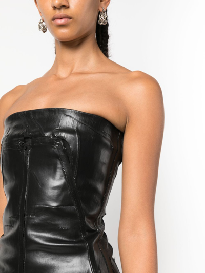 Shop Rick Owens Denim Bustier Top In Black