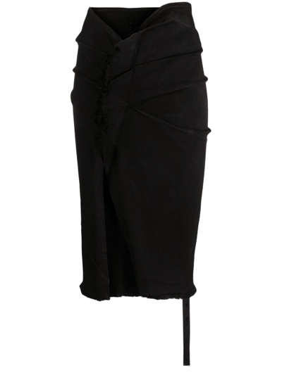 Shop Rick Owens Drkshdw Denim Midi Skirt In Black