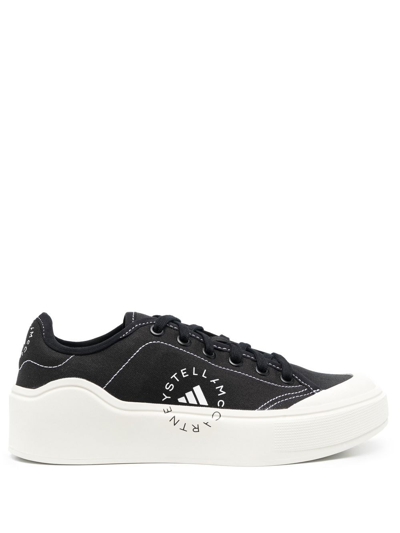 Shop Adidas By Stella Mccartney Court Cotton Sneakers In Black